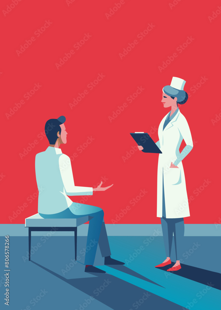 Obraz premium the doctor talks to the nurse, explains something, realistically