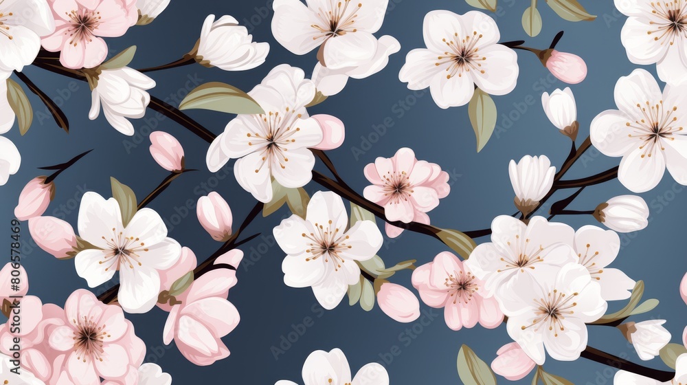 Seamless pattern with flowers and leaves Seamless pattern with flowers and leaves