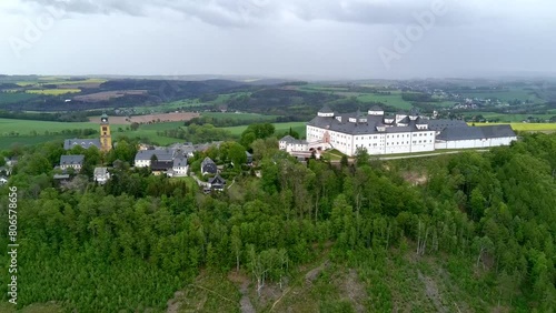 Schloss Stadt Augustusburg Erzgebirge Sachsen vogelperspektive