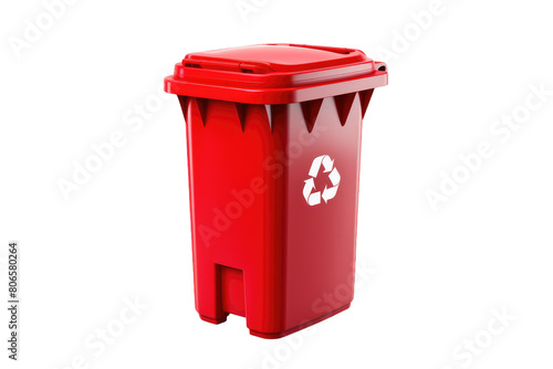 The Scarlet Sentinel: A Lone Trash Can on White or PNG Transparent Background.