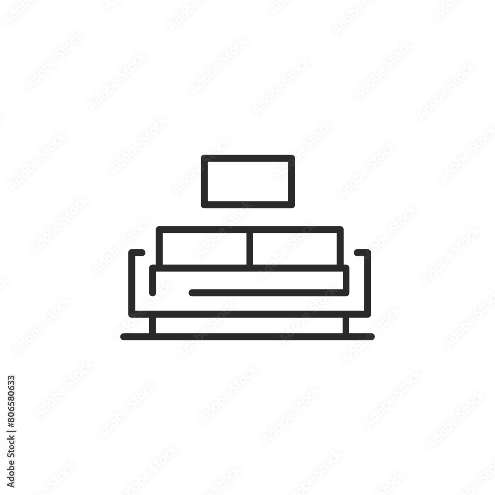 Sofa icon.Sleek modern sofa icon with a piece of wall art above,perfect for interior design themes and home furnishing websites.For illustrating comfort and style in living spaces.Vector illustration. Sofa icon.Sleek modern sofa icon with a piece of wall art above,perfect for interior design themes and home furnishing websites.For illustrating comfort and style in living spaces.Vector illustration.
