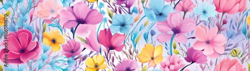 Pretty painted flowers ~ seamless background © JH45