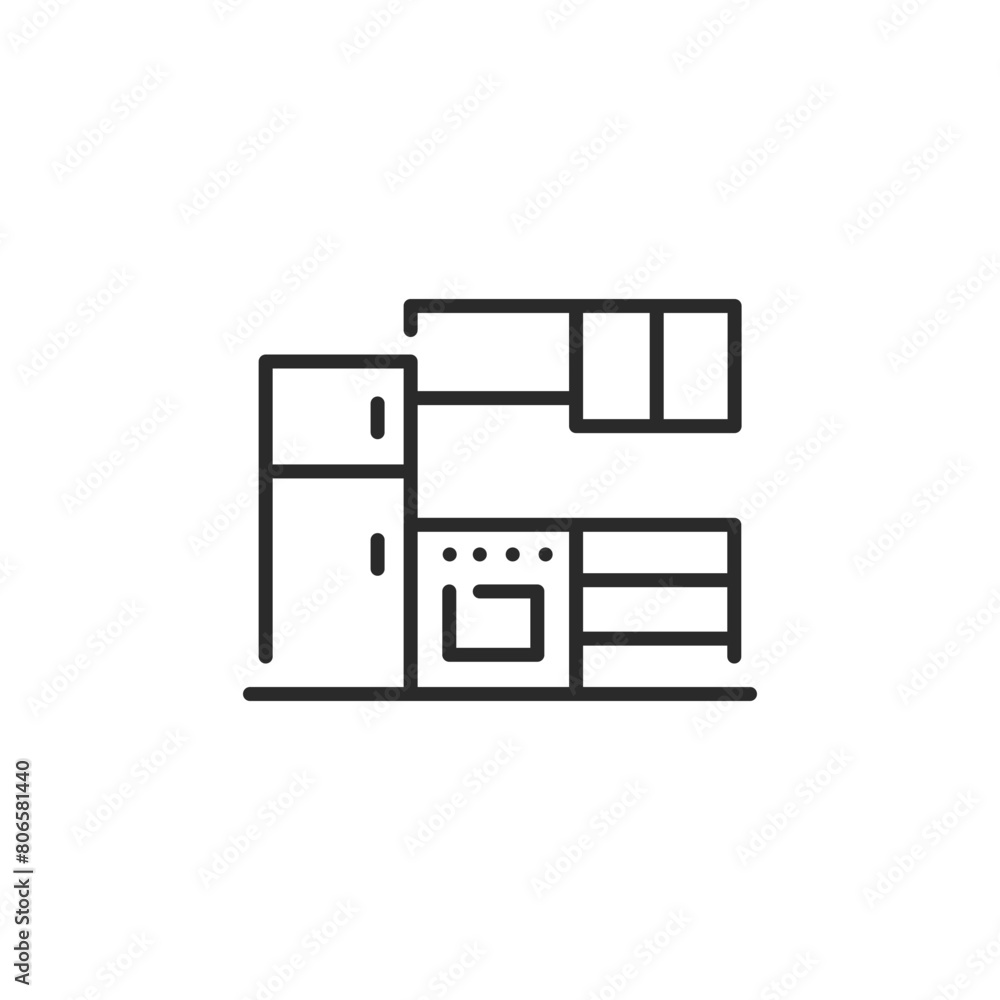 Dresser icon. Contemporary minimalist dresser with a stylish lamp on top, perfect for interior design themes and bedroom furniture showcases. Ideal for home organization content. Vector illustration.
