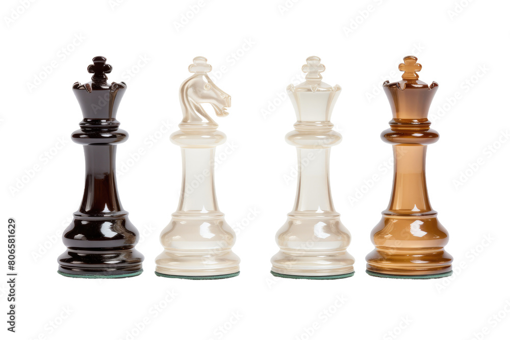Ethereal Trio: Glass Chess Pieces on White or PNG Transparent Background. Ethereal Trio: Glass Chess Pieces on White or PNG Transparent Background.