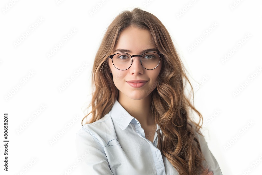 Young pretty woman, Cybersecurity Consultant photo on white isolated background