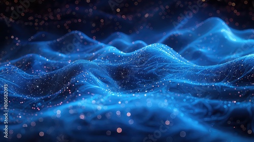 3d rendering of abstract digital particles. Futuristic wave with connecting dots and lines. Network connection structure. © Shahadat Graphics