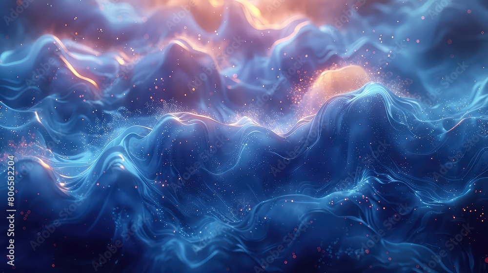 Abstract 3d rendering of chaotic particles in space. Futuristic background with dynamic wave. Abstract 3d rendering of chaotic particles in space. Futuristic background with dynamic wave.