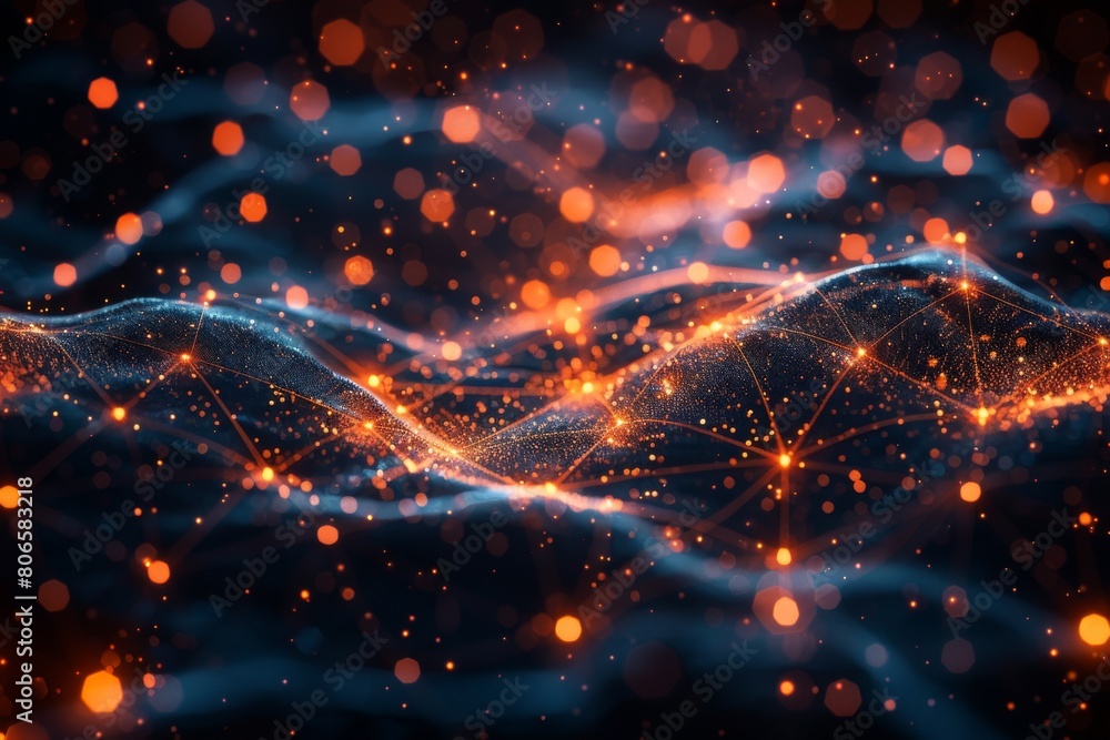 Fototapeta premium Networked Particles on a Digital Landscape