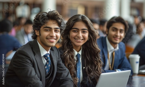 Group of indian mba students in college.