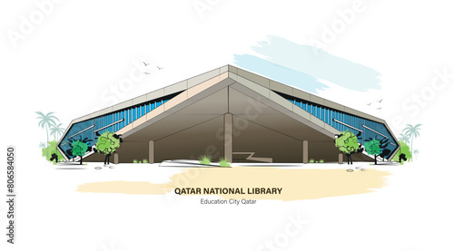 Beautiful View of Qatar National Library in Education City Qatar. World tourism day