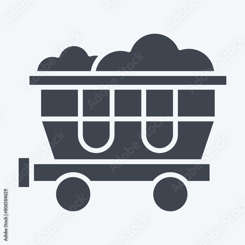 Icon Coal Wagon. related to Train Station symbol. glyph style. simple design illustration