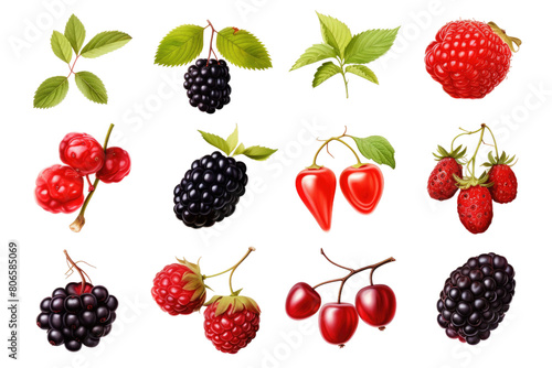 Bursting Berry Bonanza on White or PNG Transparent Background.