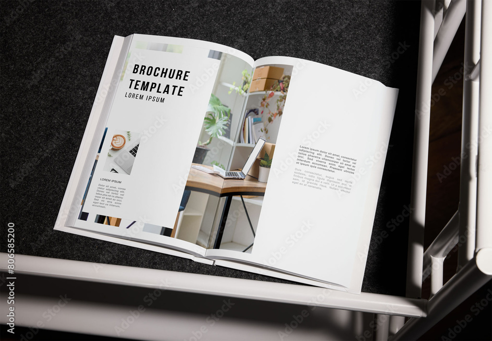 Mockup of open A4 magazine with customized pages, flash Stock Template ...