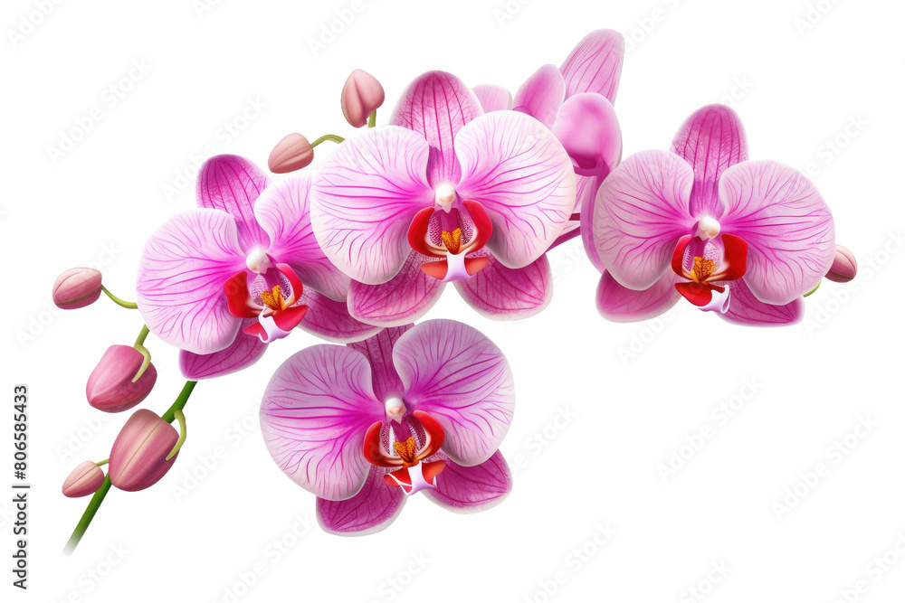 Ballet of Blushing Orchids on White or PNG Transparent Background. Ballet of Blushing Orchids on White or PNG Transparent Background.
