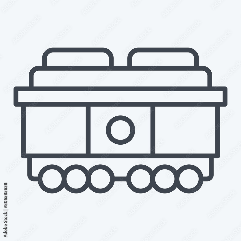 Icon Freight Car. related to Train Station symbol. line style. simple design illustration Icon Freight Car. related to Train Station symbol. line style. simple design illustration