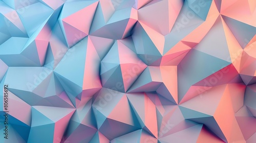 A flat geometric composition of overlapping polygons in gradient shades, giving depth and texture