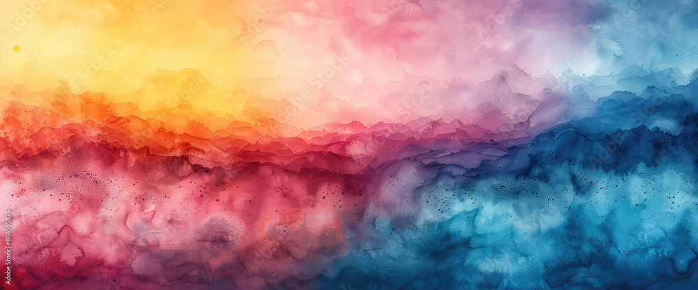 abstract background with a colorful smoke and fog. The colors include pink, purple, blue, yellow, orange and red. There is space for text or design in the center of the picture. Created with Ai