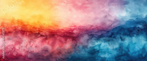 abstract background with a colorful smoke and fog. The colors include pink, purple, blue, yellow, orange and red. There is space for text or design in the center of the picture. Created with Ai