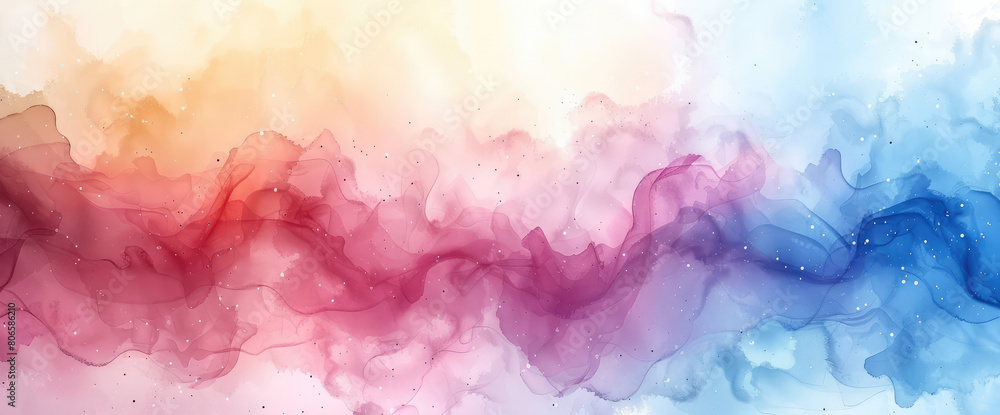 Abstract background with colorful smoke and fog, watercolor illustration in the style of vector design in the style of adobe illustrator, flat color design. Created with Ai