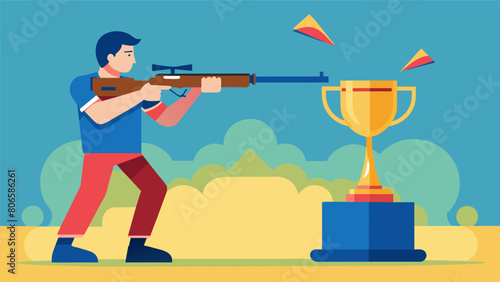 At the end of the day only one sharpshooter will emerge as the true champion of the precision shooting competition their unwavering focus and skill. Vector illustration