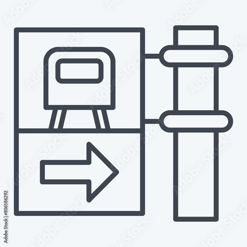 Icon Train Station. related to Train Station symbol. line style. simple design illustration