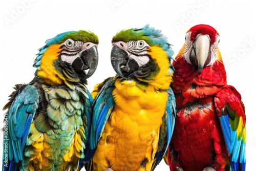Three colorful parrots side by side © Venka