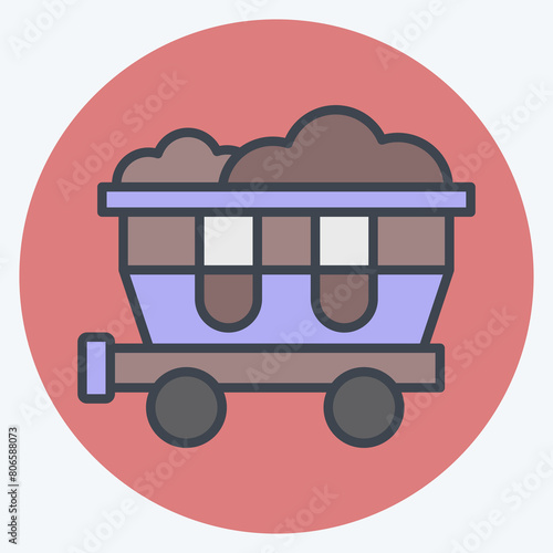 Icon Coal Wagon. related to Train Station symbol. color mate style. simple design illustration
