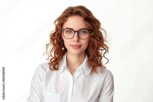 Young pretty woman, Data Scientist photo on white isolated background