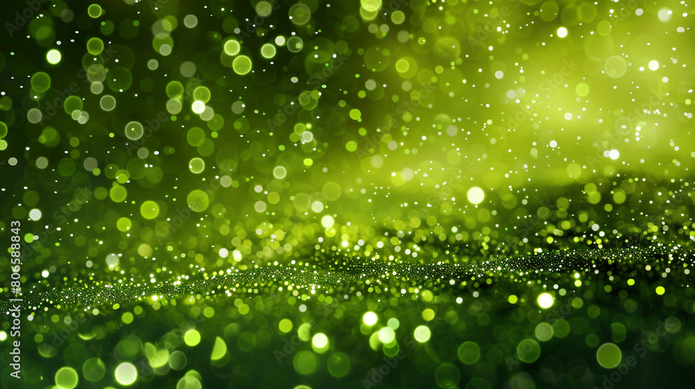 Lime green glitter defocused twinkly lights, resembling a summer solstice.