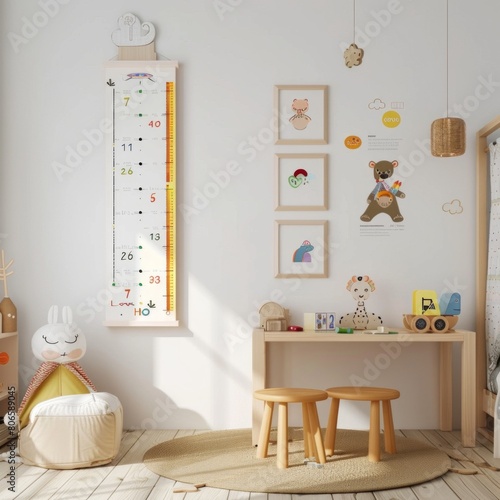 A child s bedroom with a white wall and a white dresser