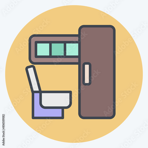 Icon Toilet On Train. related to Train Station symbol. color mate style. simple design illustration