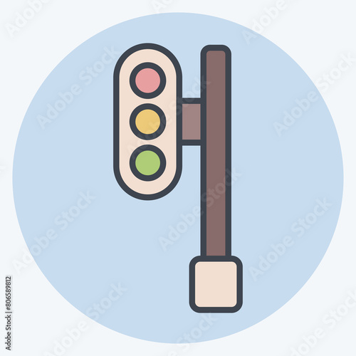 Icon Train Traffic. related to Train Station symbol. color mate style. simple design illustration