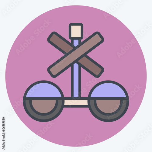 Icon Train Stop Sign. related to Train Station symbol. color mate style. simple design illustration