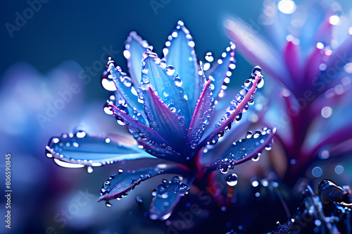 Closeup image of a flower with water drops