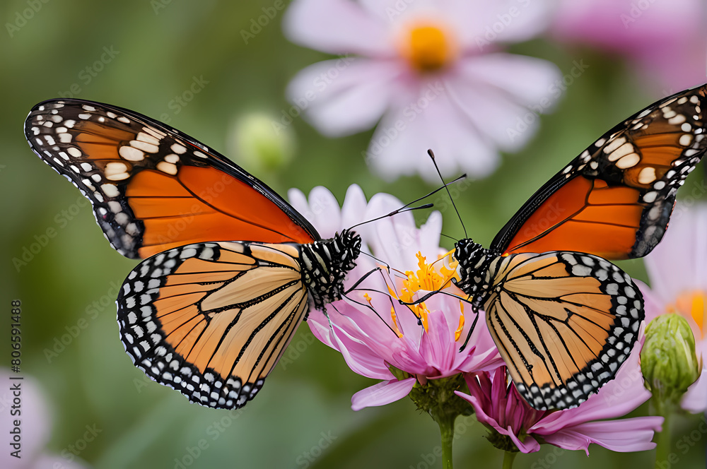 Obraz premium Macro photography of butterfly sitting on flower
