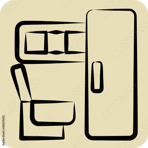 Icon Toilet On Train. related to Train Station symbol. hand drawn style. simple design illustration
