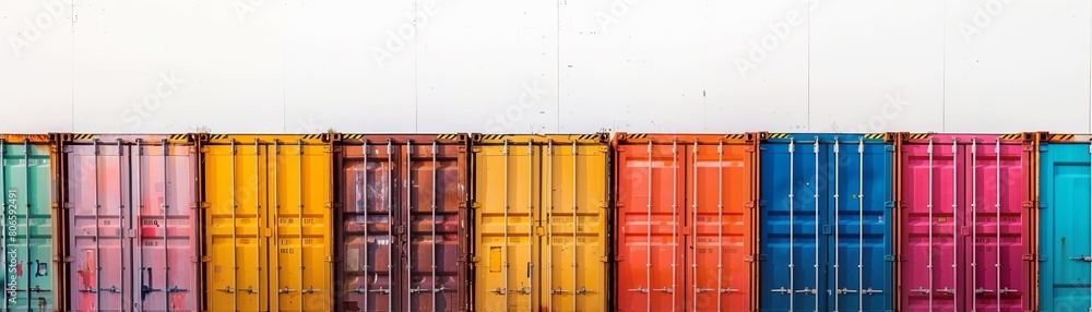 One Container Background Colorful Colorful Shipping Containers in a Row Against a Plain Background Stock ...