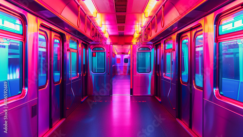 Through the Open Door: A Glimpse into a Futuristic Subway Scene