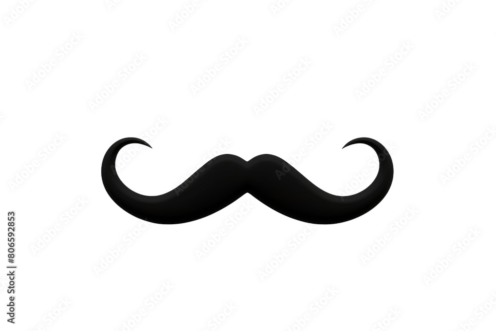 Whimsical Black Mustache: A Bold Statement on a Blank Canvas on White or PNG Transparent Background. Whimsical Black Mustache: A Bold Statement on a Blank Canvas on White or PNG Transparent Background.