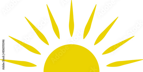 Yellow half sun vector icon logo . 