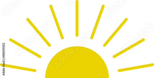 Yellow half sun vector icon logo . 