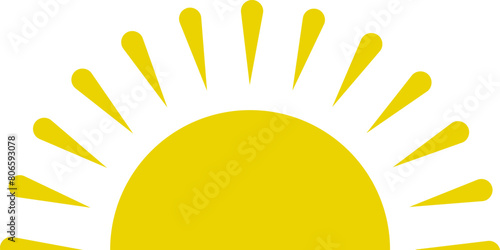 Yellow half sun vector icon logo . 