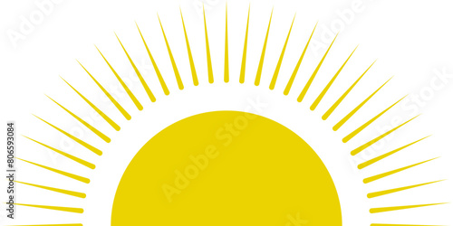 Yellow half sun vector icon logo . 