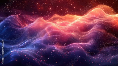 abstract background with flowing particles computer digital wave