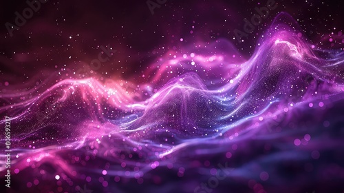 abstract digital particles Futuristic wave with glowing particles Flying particles in space