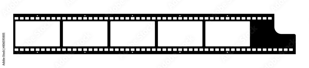 Grunge film strips collection. Old retro cinema movie strip video recording. Vector .