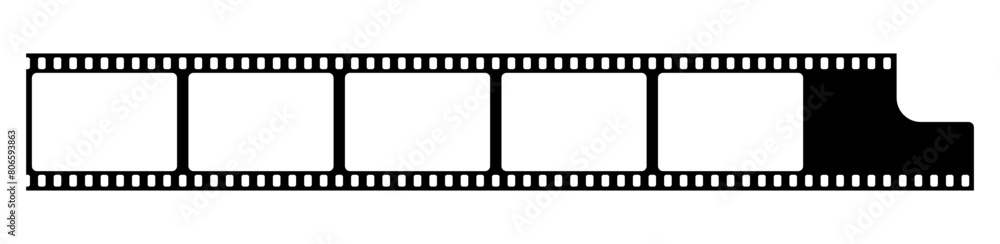 Grunge film strips collection. Old retro cinema movie strip video recording. Vector .