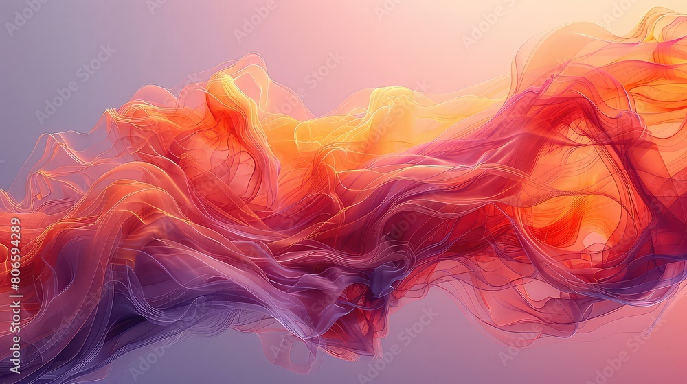 Abstract background with red and blue waves 3d rendering