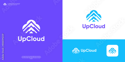 Cloud logo upload symbol logo design template.