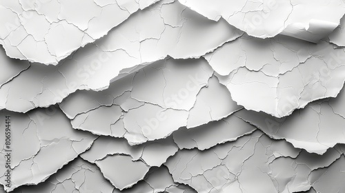 White torn paper with ragged edges Abstract background 3d rendering